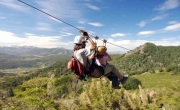 Zip lining in the Chapelco Mountain Range